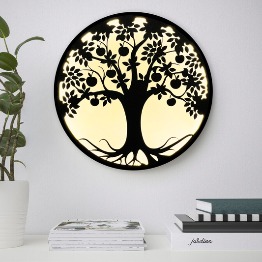 APPLE TREE METAL WALL ART WITH LED